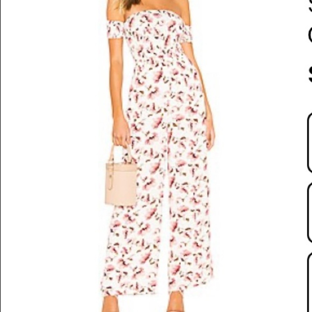 Superdown (revolve) white floral jumpsuit